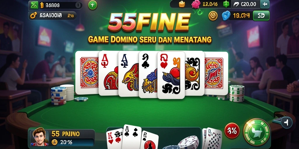 Tampilan gameplay seru dalam permainan Domino 55FIVE.