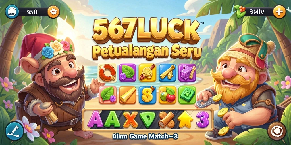 Screenshot utama 567LUCK menampilkan gameplay seru Match-3.