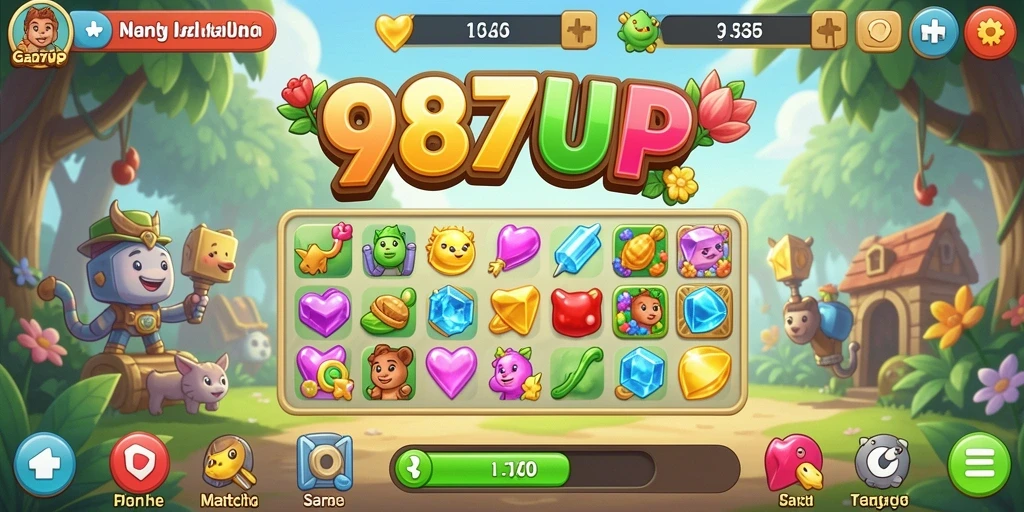 Screenshot gameplay 987UP yang menunjukkan aksi seru di Match-3.