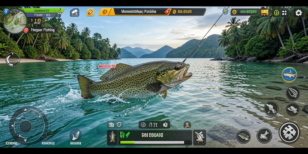 Penggambaran gameplay CEMARA77 dengan aksi memancing yang seru.