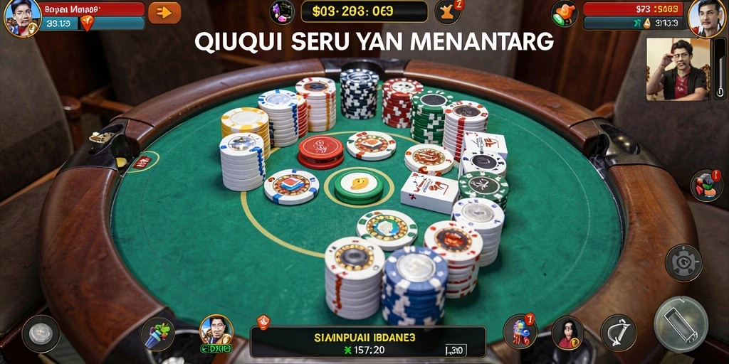 Screenshot gameplay D73 yang menunjukkan aksi menegangkan dalam QiuQiu.