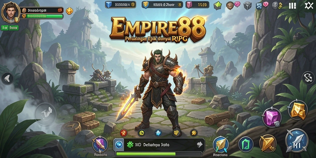 Screenshot gameplay EMPIRE88 menunjukkan aksi seru dalam pertempuran RPG.