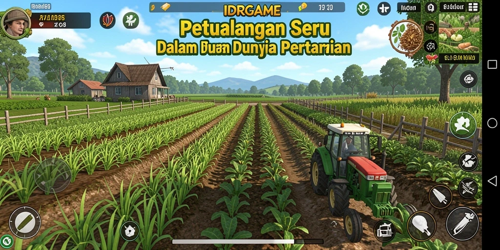 Tampilan gameplay seru dalam IDRGAME menampilkan aktivitas bertani yang menyenangkan.