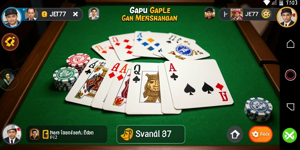 Tampilan menyenangkan dari gameplay Gaple di JET77.