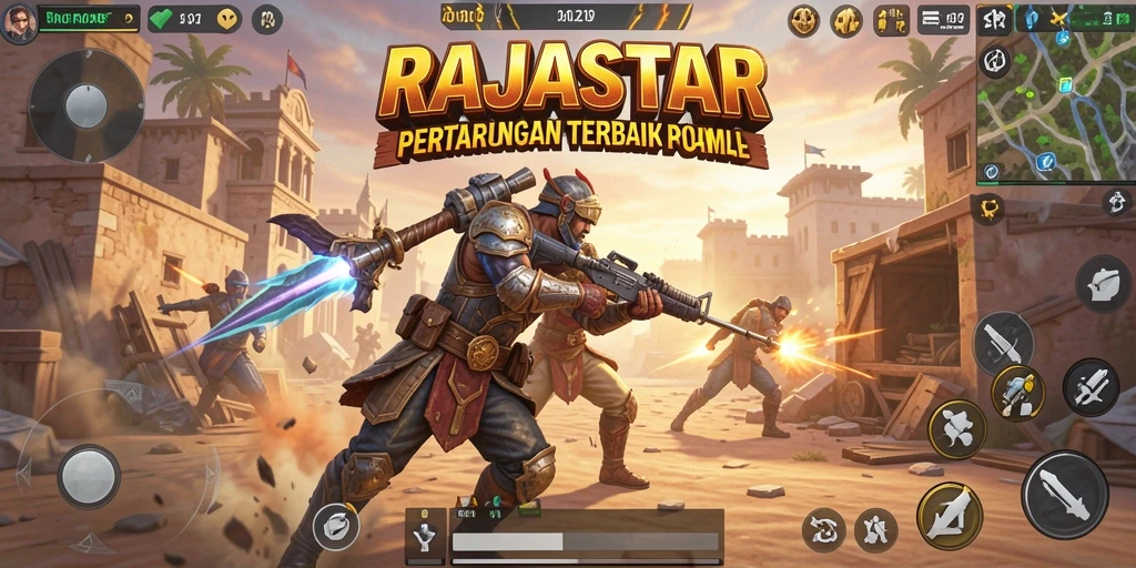 Tampak asyiknya pertempuran dalam RAJASTAR saat pemain bertarung untuk bertahan hidup.