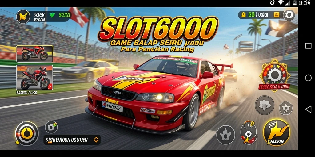 Tampilan utama gameplay SLOT6000 dengan aksi balap yang mendebarkan.