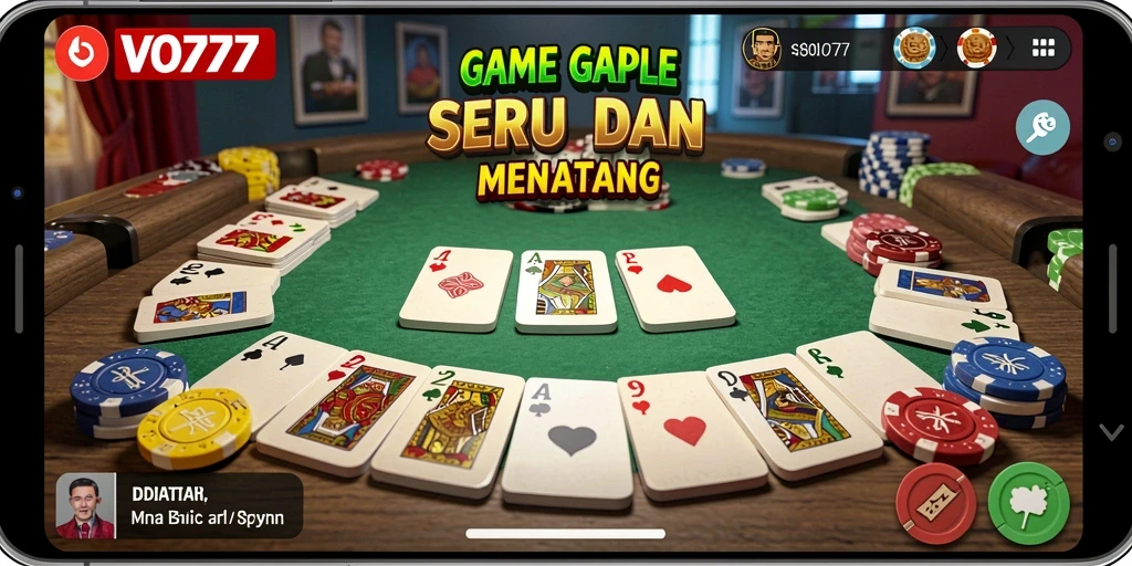 Tampilan gameplay seru dari VO777 yang menggambarkan permainan Gaple.